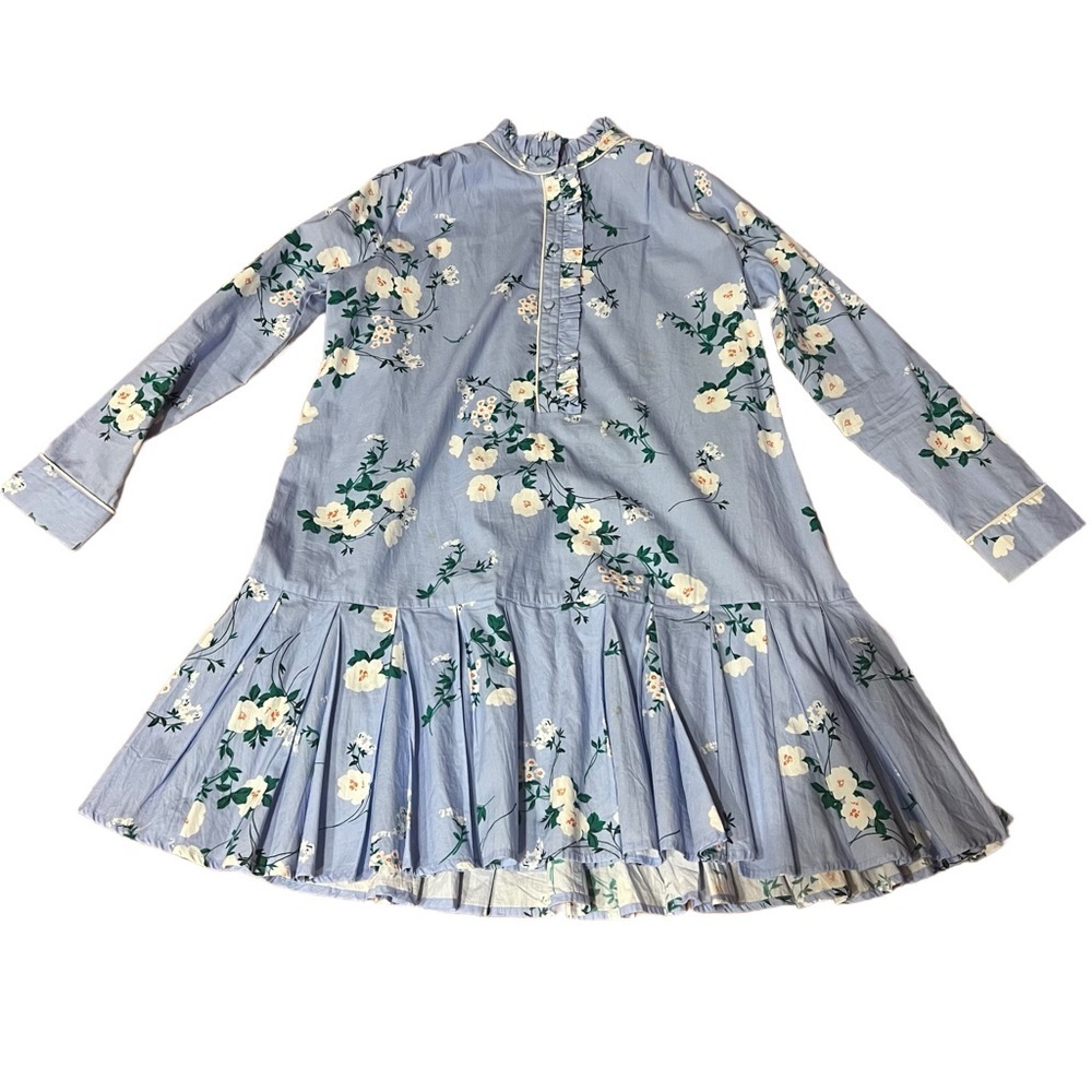 Like New Laroque for Tuckernuck Blue Floral Ruffle Hem Dress Size XS - Picture 4 of 11